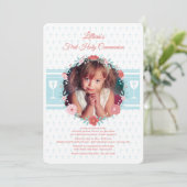 Eerste communie krans foto kaart (Staand voorkant)