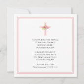 Eerste communie kruis met roze rozen vierkant kaart (Achterkant)