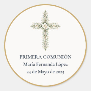 Eerste Communie Kruis Ronde Sticker