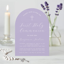 Eerste Communie Lavendel Paars Modern Schrift