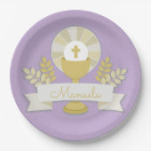 Eerste communie, Lila eerste communie Papieren Bordje (Voorkant)