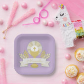 Eerste communie, Lila eerste communie Papieren Bordje (Feest)