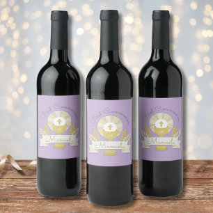 Eerste communie, Lila eerste communie Wijn Etiket