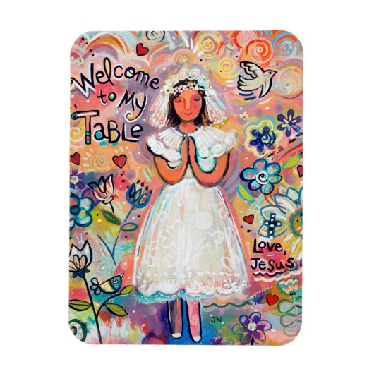 Eerste communie magneet voor meisje (Verticaal)