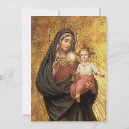 Eerste Communie Maria Jezus en Eucharistie Bedankkaart (Voorkant)