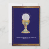 Eerste Communie marine blauw gouden kelk gastheer Kaart (Achterkant)