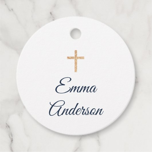 Eerste Communie, marinedoop en goud Elegant Bedankjes Labels (Voorkant)