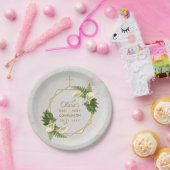 Eerste Communie Marmer Goud Calla Lilies Geometris Papieren Bordje (Feest)