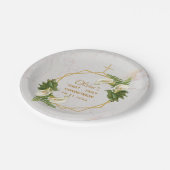 Eerste Communie Marmer Goud Calla Lilies Geometris Papieren Bordje (Gekanteld)