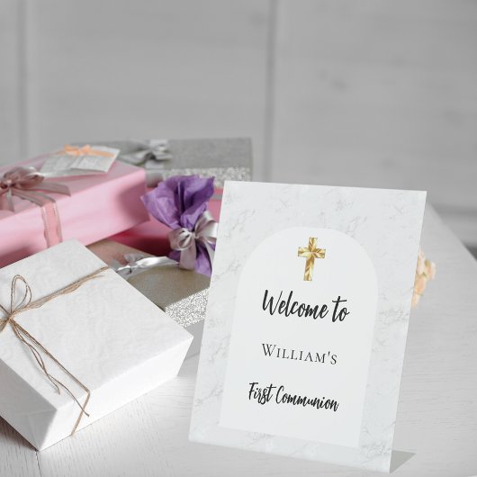 Eerste Communie marmeren boog welkom Reclamebord Met Voetstuk