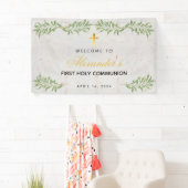 Eerste Communie Marmeren Foliage Kalligrafie Welko Spandoek (Insitu)