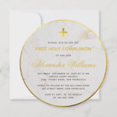 Eerste Communie Marmeren Script Faux Gold Foil Ron Kaart (Voorkant)