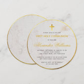 Eerste Communie Marmeren Script Nep Goud Folie Ron Kaart (Voorkant / Achterkant)