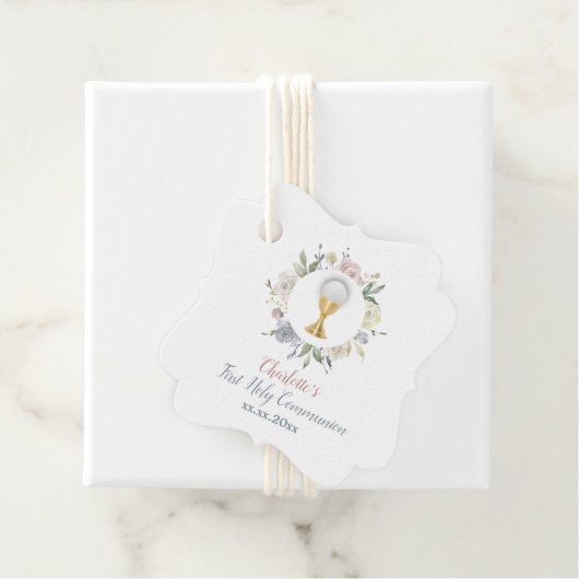 Eerste Communie meisje bleke bloemencyclus Bedankjes Labels (In situ)