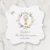 Eerste Communie meisje bleke bloemencyclus Bedankjes Labels (Voorkant)