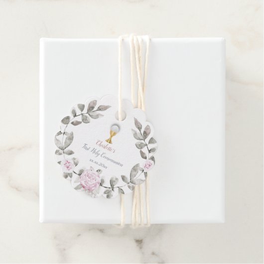 Eerste Communie meisje bloemen krans Bedankjes Labels (In situ)