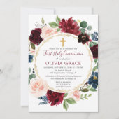 Eerste communie meisje bordeauxrood marineblauw go kaart (Voorkant)