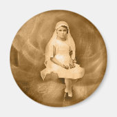  eerste communie meisje, jurk, sluier, Roos Magneet (Voorkant)