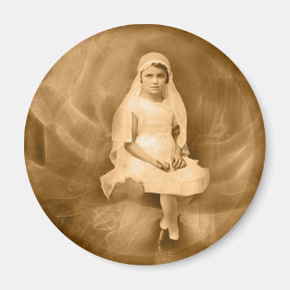  eerste communie meisje, jurk, sluier, Roos Magneet