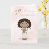 Eerste communie, meisje met een donkere huid, gefe kaart (Gele Bloem)
