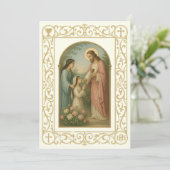 Eerste Communie  Meisje met Jezus Kaart (Staand voorkant)