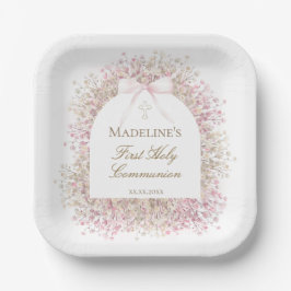 Eerste communie meisje papieren bordje