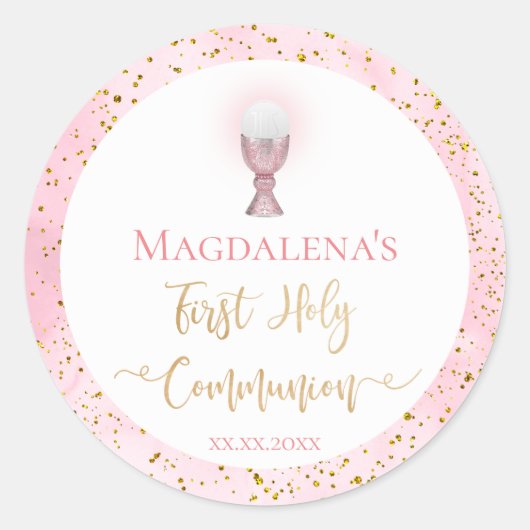 Eerste communie meisje ronde sticker (Voorkant)
