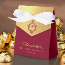 Eerste Communie meisje rood namaak goud bordeauxro