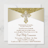 Eerste Communie met gouden glitters Kaart (Achterkant)