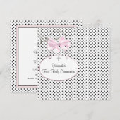 Eerste communie met roze zwarte poka dot Cross Kaart (Voorkant / Achterkant)