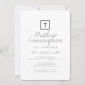 Eerste Communie Modern Minimalistisch Zwart Kruis Kaart (Voorkant)