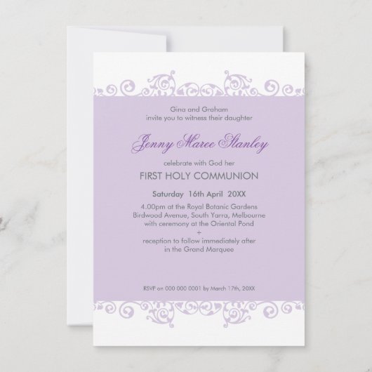 EERSTE COMMUNIE NODIGT UIT:: krullen 1P Kaart (Achterkant)