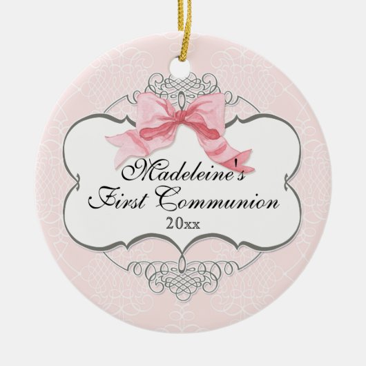 Eerste Communie Ornament - Franse Bow Swirl (Voorkant)