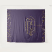 Eerste Communie Paars Goud Foto Achtergrond Wandkleed (Voorkant (horizontaal))