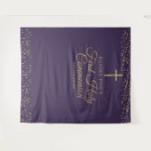Eerste Communie Paarse gouden foto achtergrond Wandkleed (Voorkant (horizontaal))