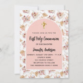 Eerste Communie pampas bloemen roos gouden luxe Kaart (Voorkant)
