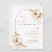 Eerste Communie, Pampas Grass Boho Christening Kaart (Voorkant)