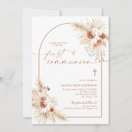 Eerste Communie, Pampas Grass Boho Christening Kaart