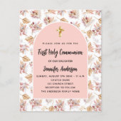 Eerste Communie pampas roos gouden budgetuitnodigi Flyer (Voorkant)