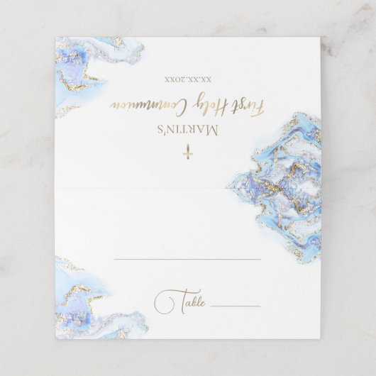 Eerste communie plaatskaartje (Buitenkant ongevouwen)