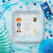 Eerste communie rode haar jongen dank u papieren bordje (Feest)