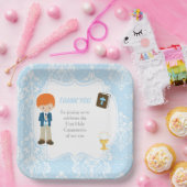 Eerste communie rode haar jongen dank u papieren bordje (Feest)