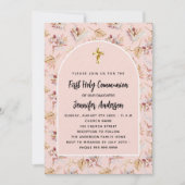 Eerste Communie roos goudbloemen pampas luxe Kaart (Voorkant)