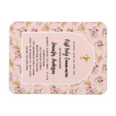 Eerste Communie roos gouden bloem pampas uitnodigi Magneet (Horizontaal)