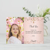 Eerste Communie roos gouden foto dank u kaart (Staand voorkant)
