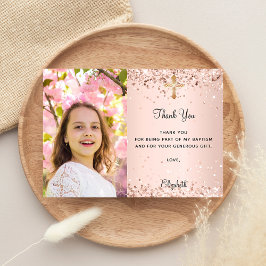 Eerste Communie roos gouden foto dank u kaart