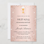 Eerste communie roos gouden kelk gastheer kaart (Voorkant)