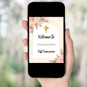 Eerste Communie roos gouden perzik welkom Poster