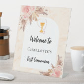 Eerste Communie roos gouden perzik welkom Reclamebord Met Voetstuk (Insitu)