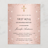 Eerste communie roos gouden uitnodiging (Voorkant)